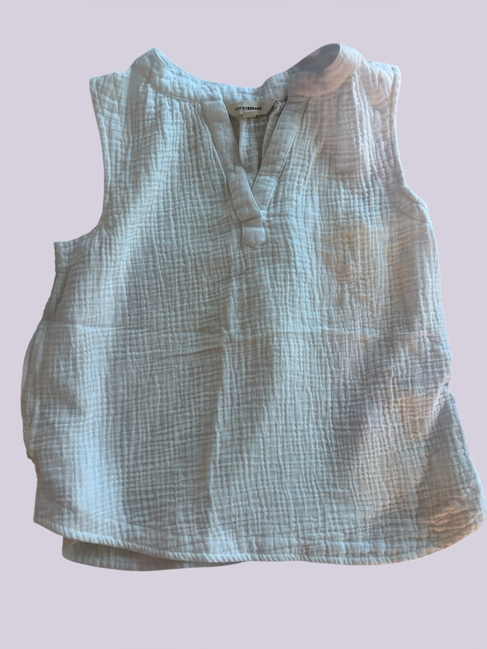 Lucky Brand peplum sleeveless crinkle cotton tank xs